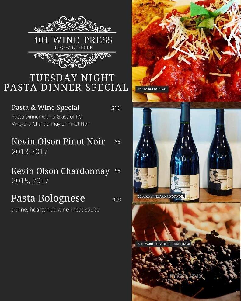 101 Wine Press - Prunedale, CA menu_pic