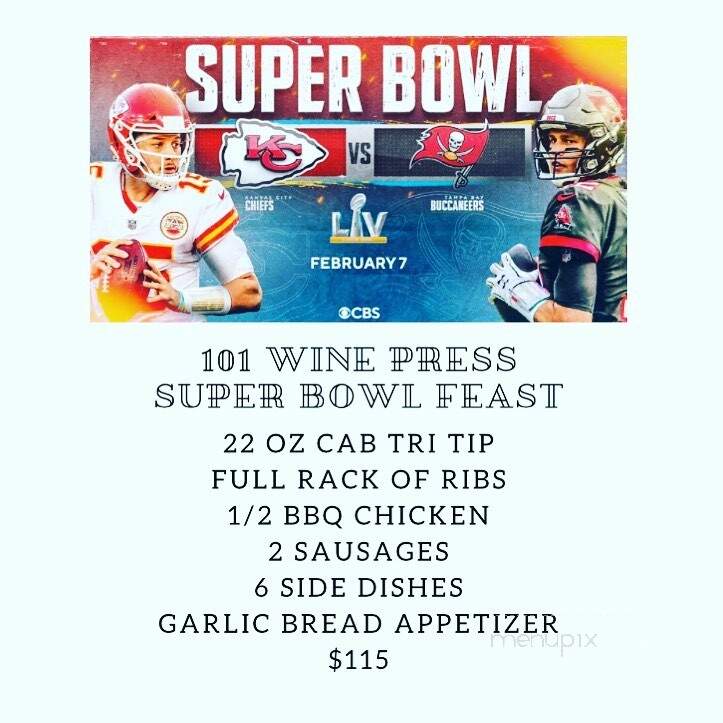 101 Wine Press - Prunedale, CA menu_pic