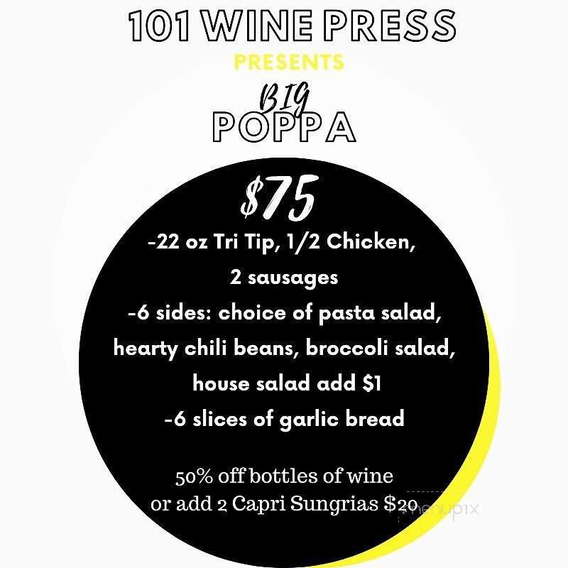 101 Wine Press - Prunedale, CA menu_pic