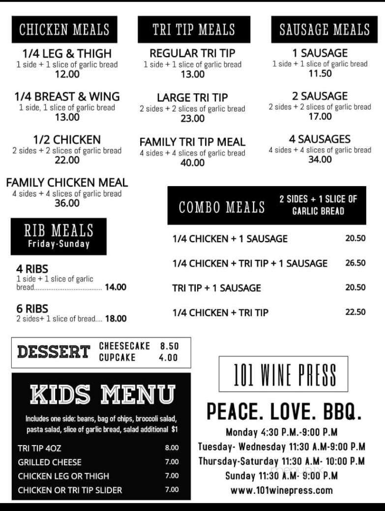 101 Wine Press - Prunedale, CA menu_pic