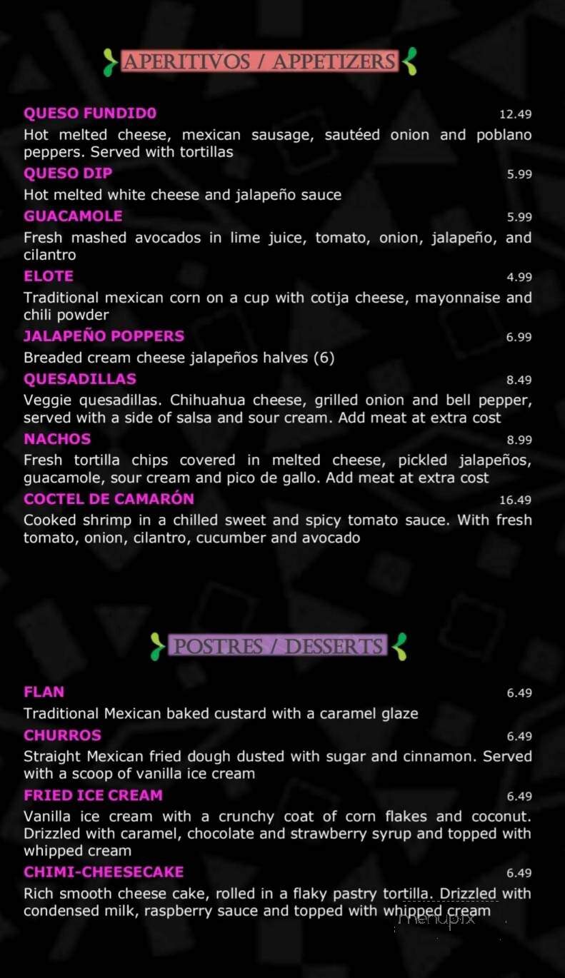 Camino Viejo - Frankfort, IL menu_pic