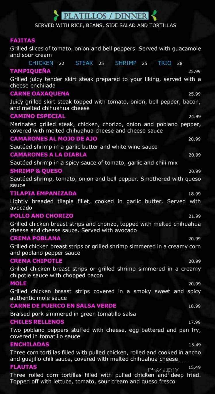 Camino Viejo - Frankfort, IL menu_pic