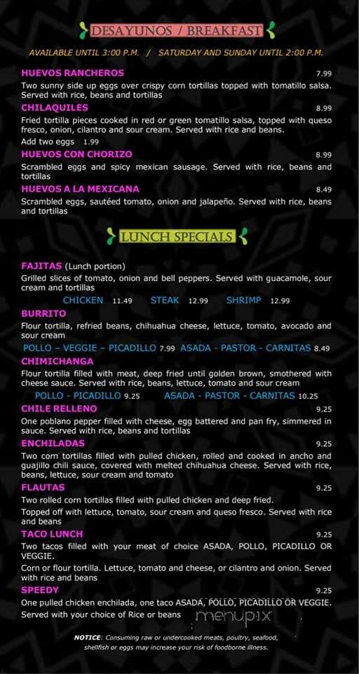 Camino Viejo - Frankfort, IL menu_pic