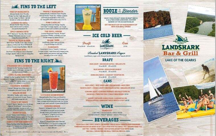 Landshark Bar and Grill - Osage Beach, MO menu_pic
