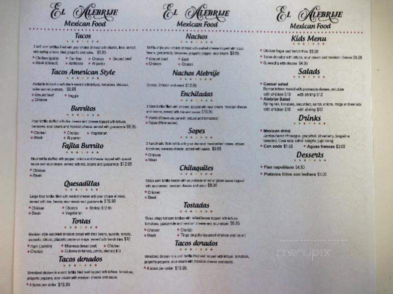 El Alebrije Mexican Food - Wildwood Crest, NJ menu_pic