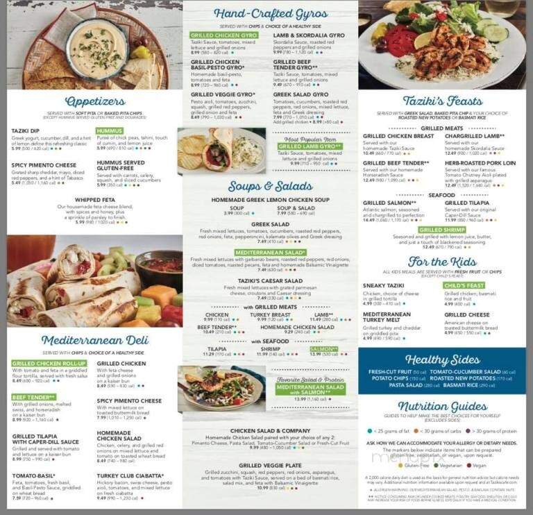 Taziki's Mediterranean Cafe - Cleveland, TN menu_pic