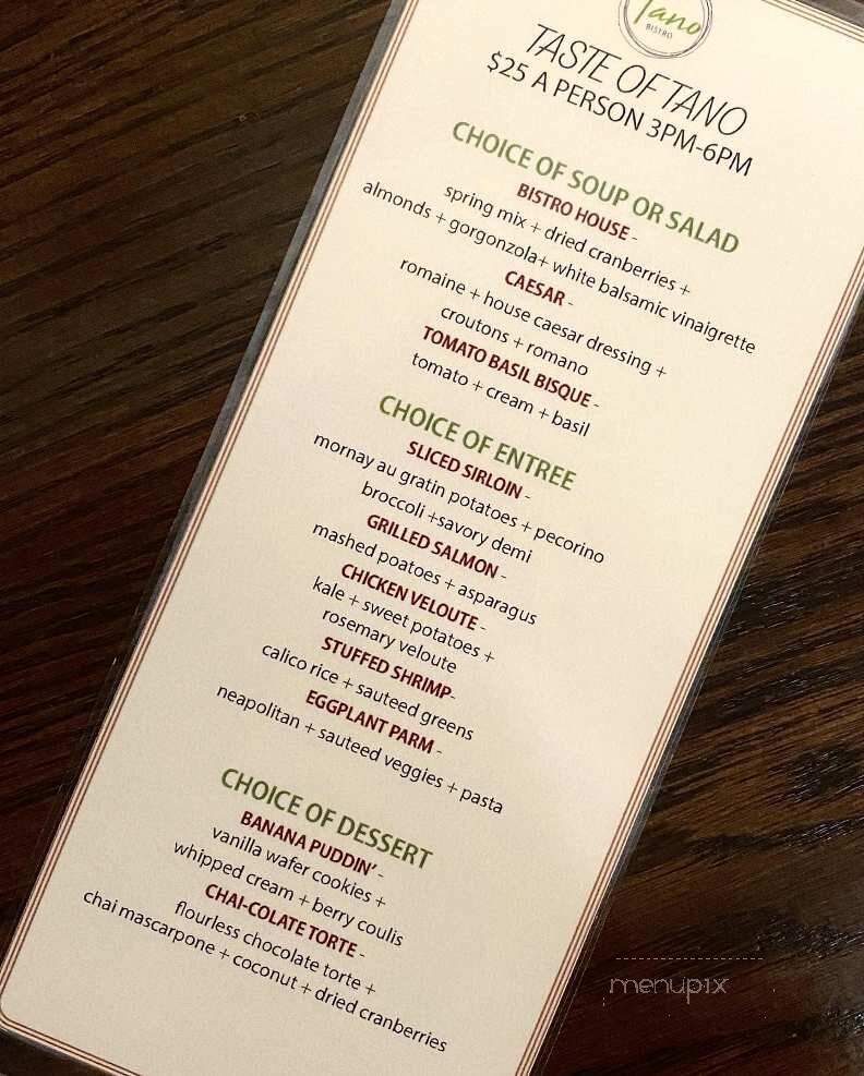 Tano Bistro - Hamilton, OH menu_pic