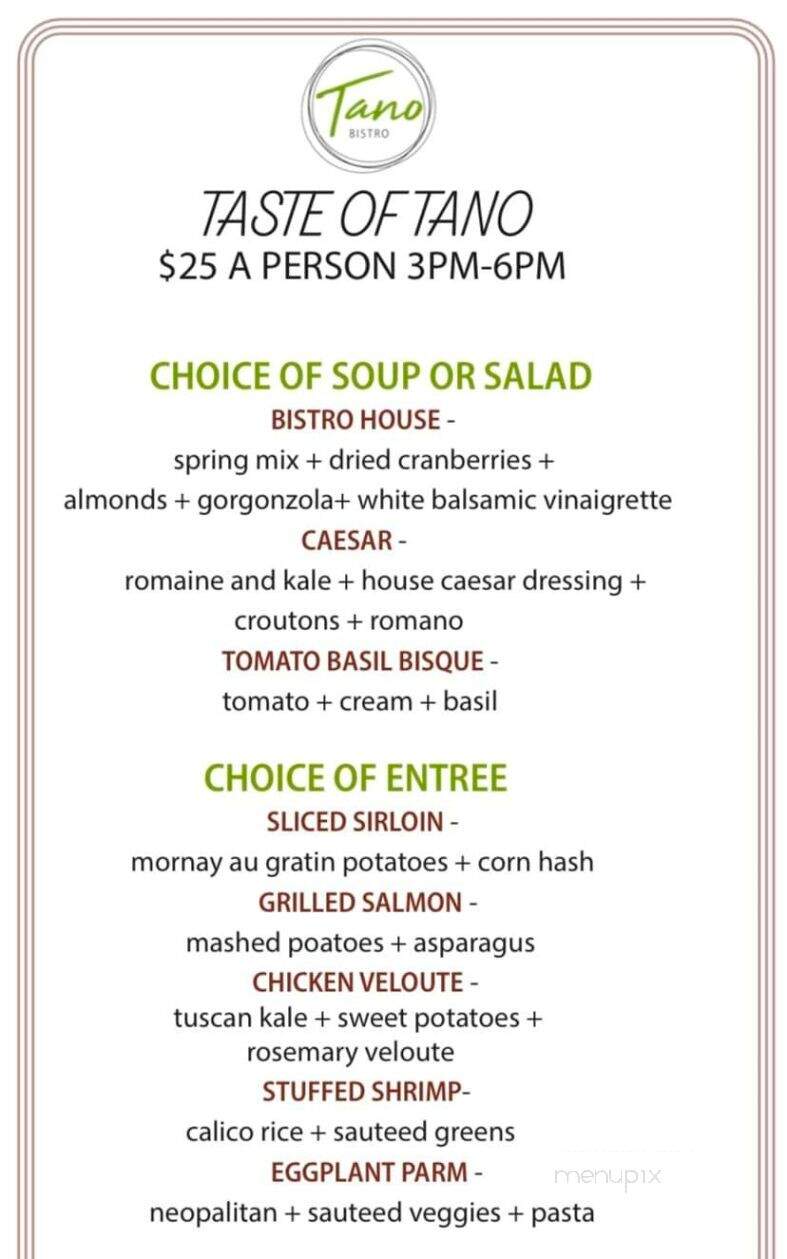Tano Bistro - Hamilton, OH menu_pic