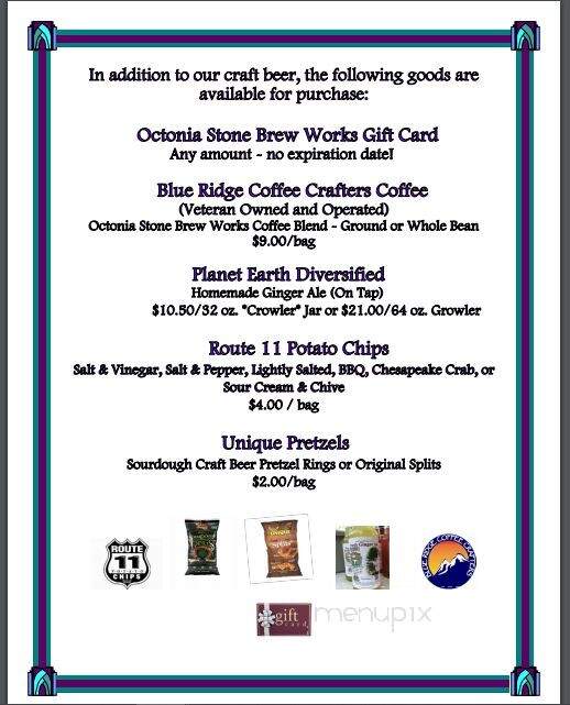Octonia Stone Brew Works - Ruckersville, VA menu_pic