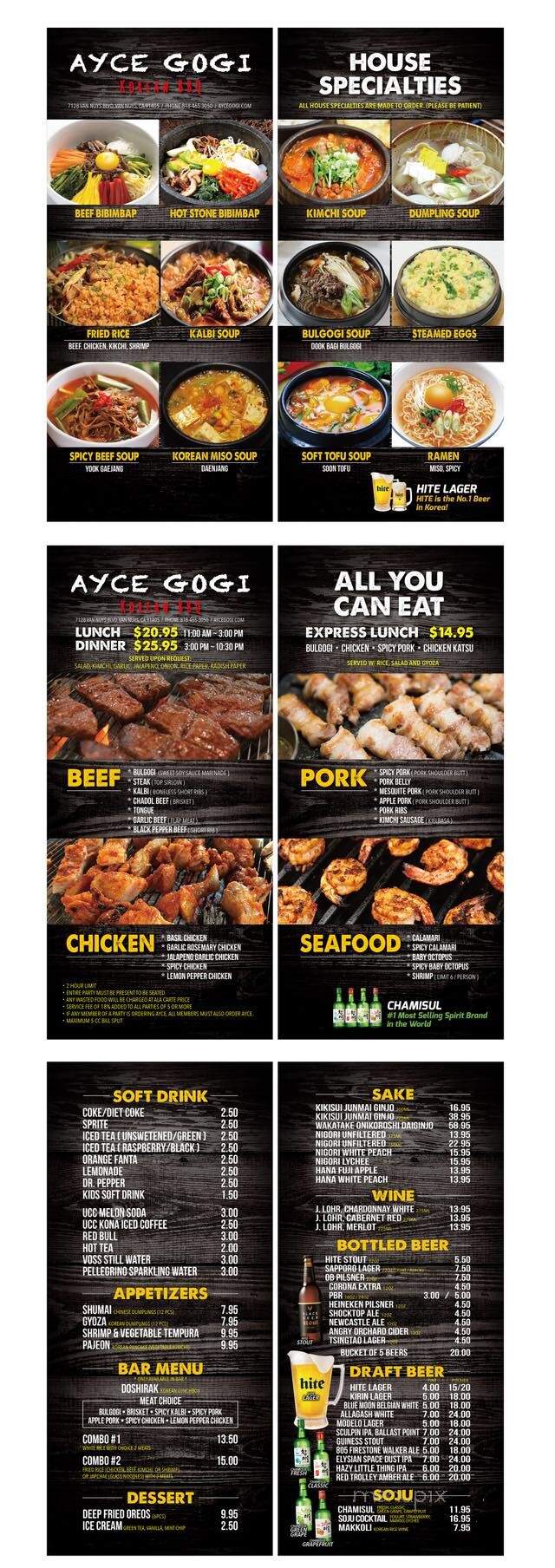 AYCE Gogi - West Hills, CA menu_pic