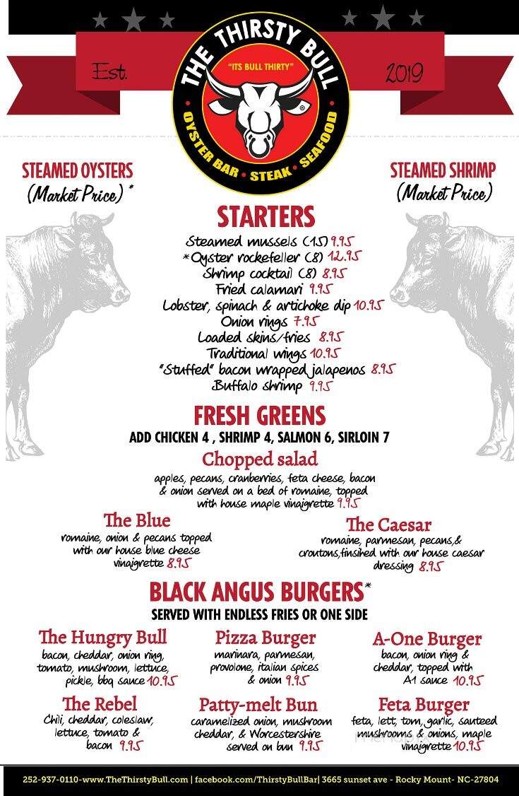 The Thirsty Bull - Rocky Mount, NC menu_pic