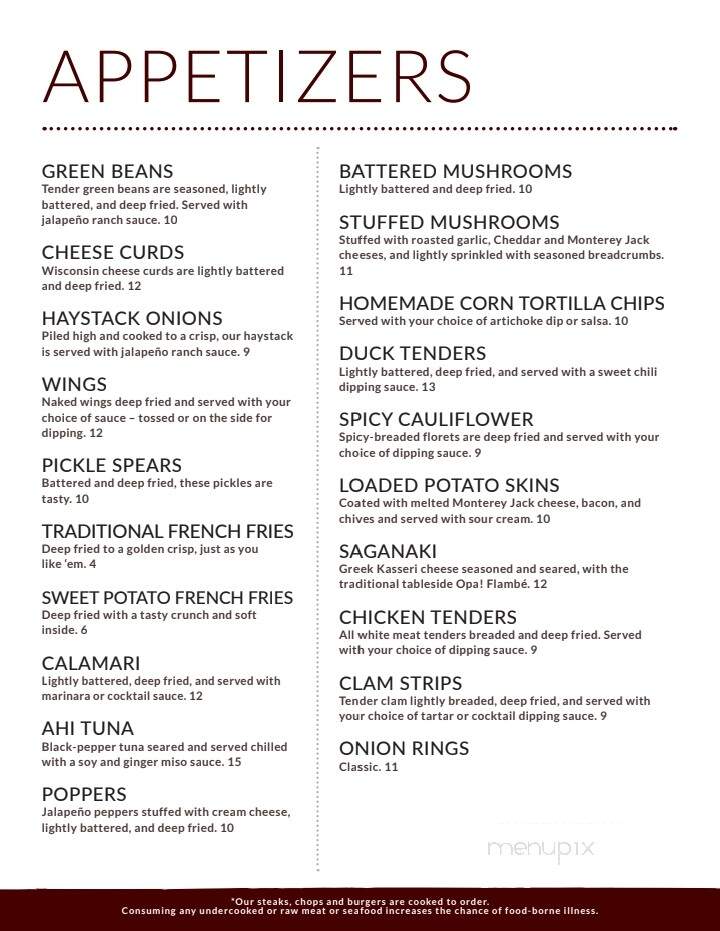 Savory Steakhouse - Wisconsin Rapids, WI menu_pic