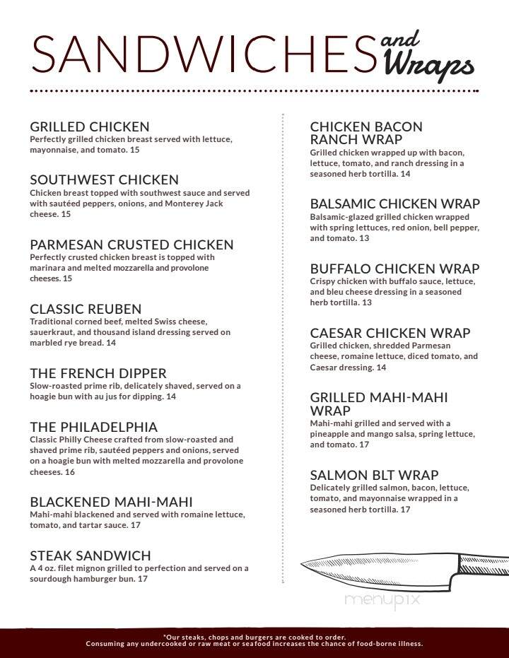 Savory Steakhouse - Wisconsin Rapids, WI menu_pic