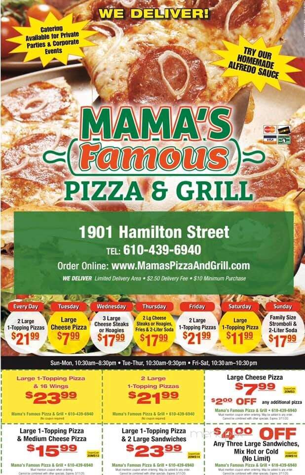Mama's Famous Pizza and Grill - Allentown, PA menu_pic