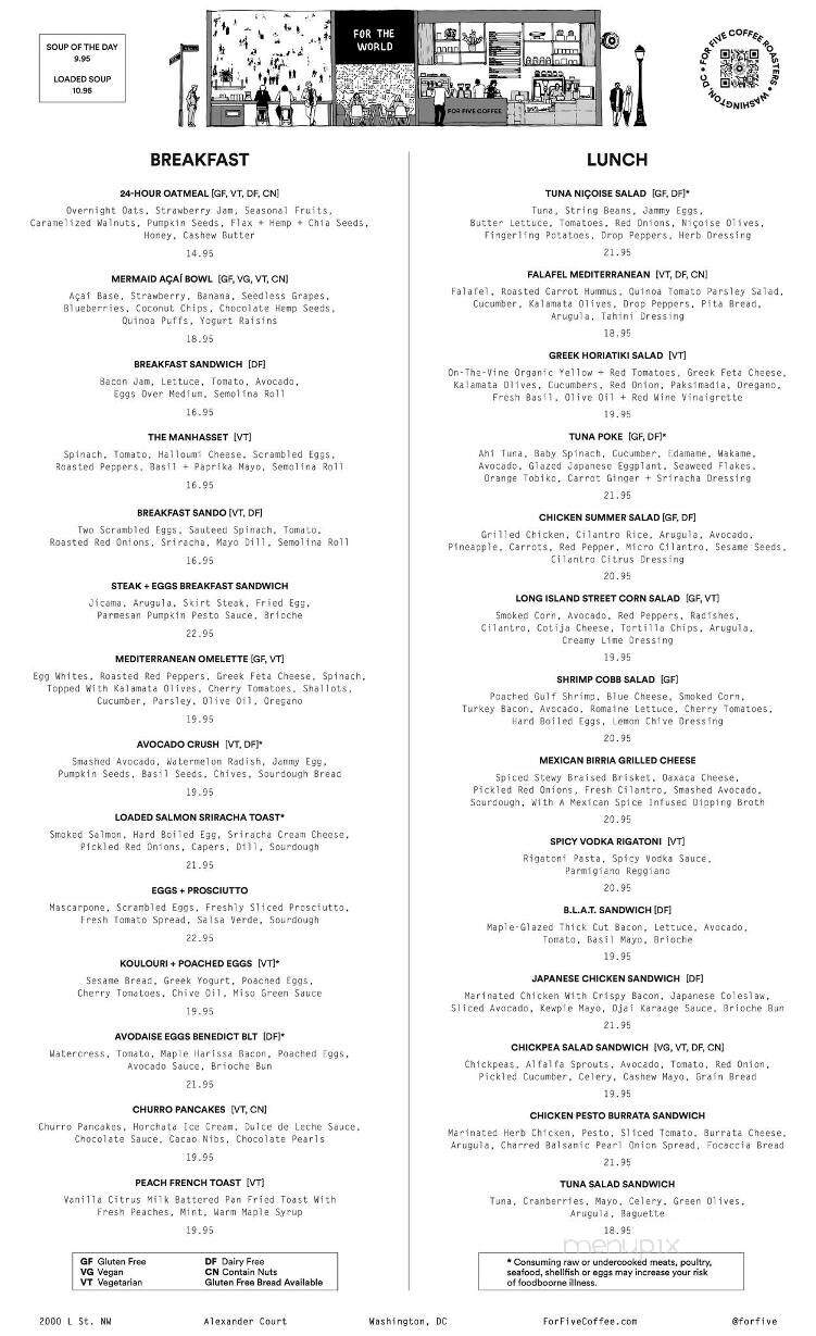 For Five Coffee Roasters - Washington, DC menu_pic