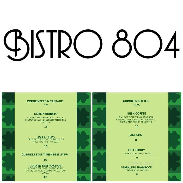 Bistro 804 - Richmond, VA menu_pic