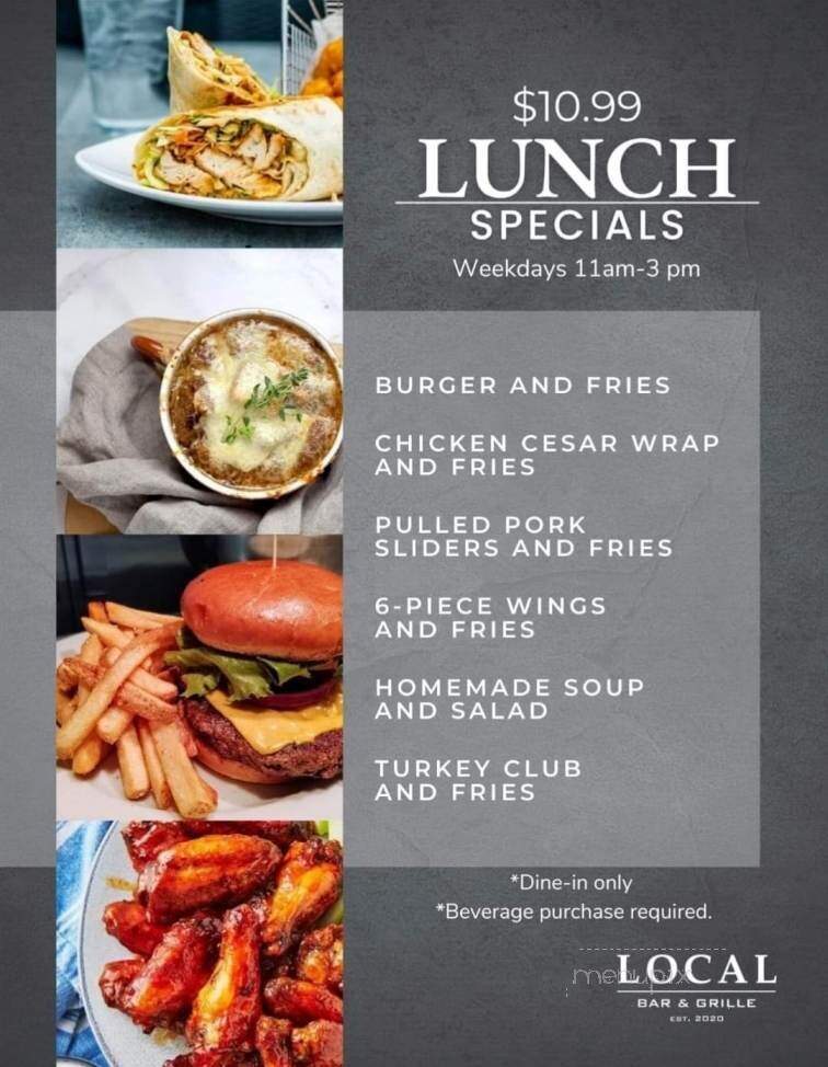 Local Bar and Grille - Wood Dale, IL menu_pic