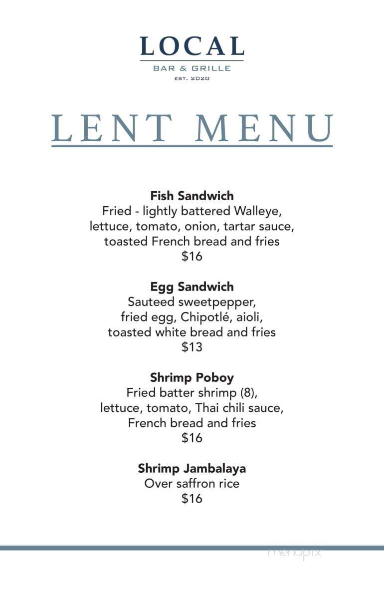 Local Bar and Grille - Wood Dale, IL menu_pic