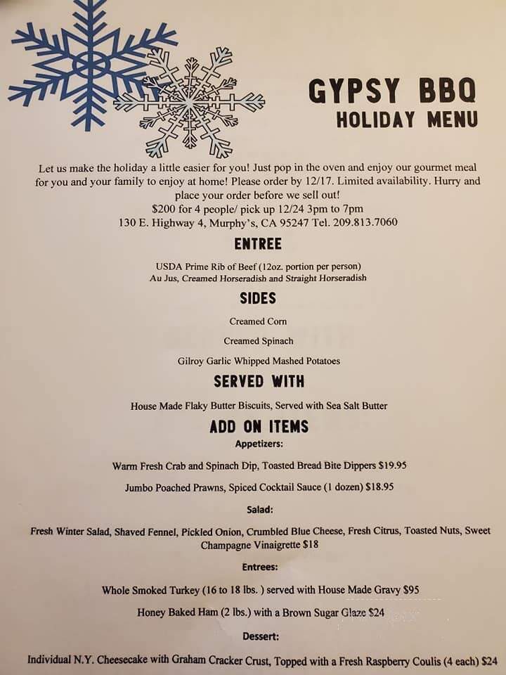 Gypsy BBQ - Murphys, CA menu_pic