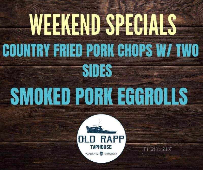 Old Rapp Taphouse - Warsaw, VA menu_pic