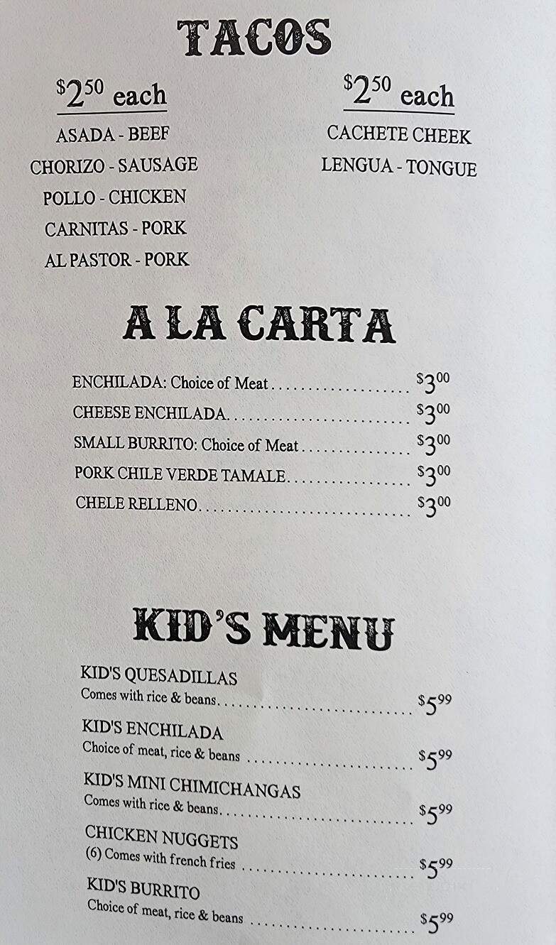 El Sombrero - Vernal, UT menu_pic