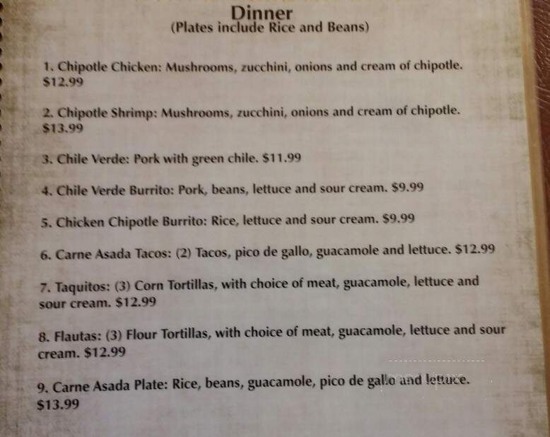 El Sombrero - Vernal, UT menu_pic