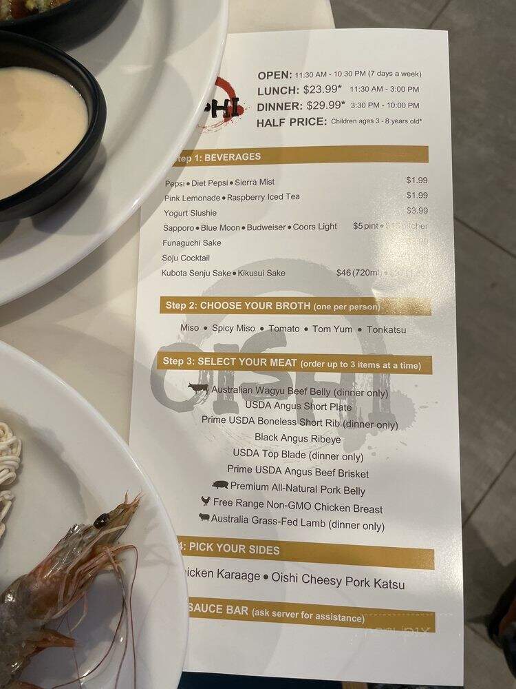 Oishi Shabu Shabu - Irvine, CA menu_pic
