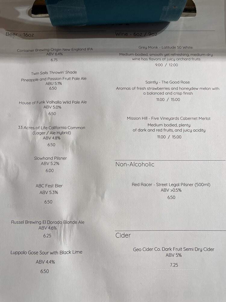 Forecast Coffee - Whistler, BC menu_pic