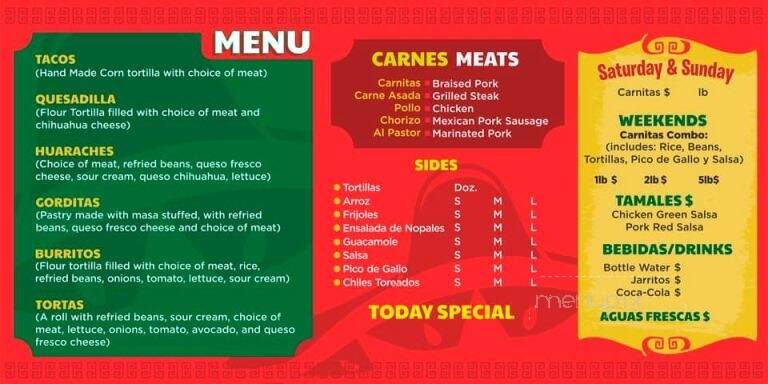 Mi Tierra - Gaffney, SC menu_pic