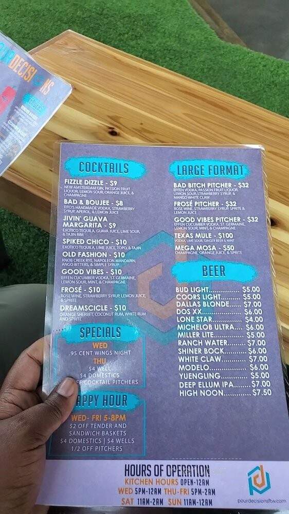 Pour Decisions - Fort Worth, TX menu_pic