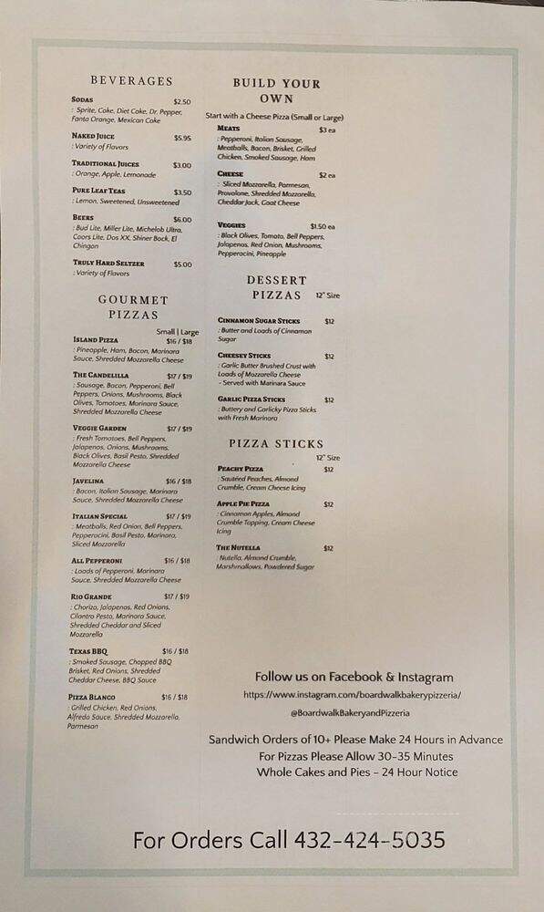 Boardwalk Bakery & Pizzeria - Terlingua, TX menu_pic