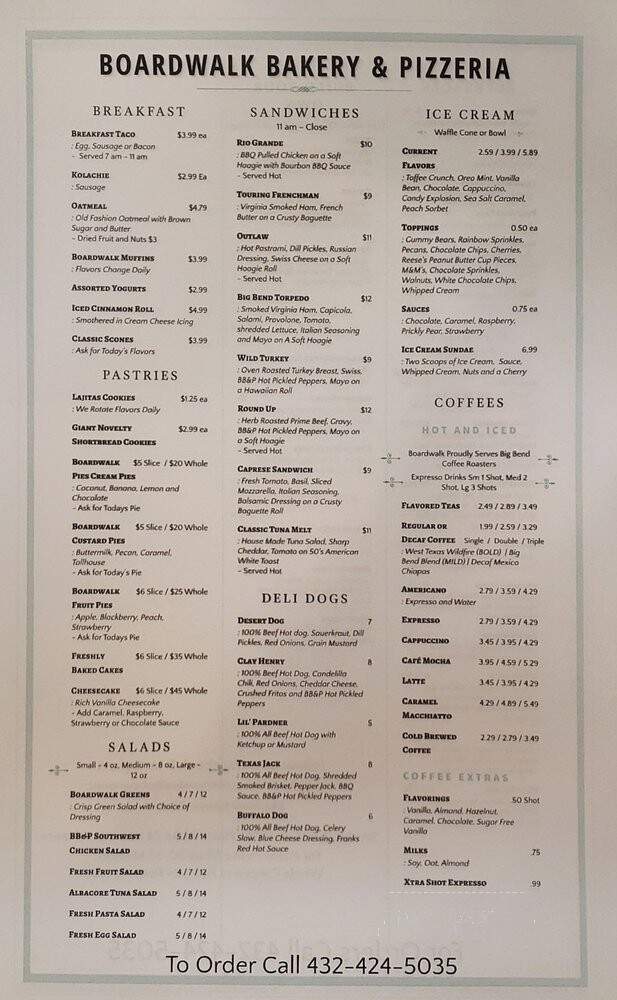 Boardwalk Bakery & Pizzeria - Terlingua, TX menu_pic