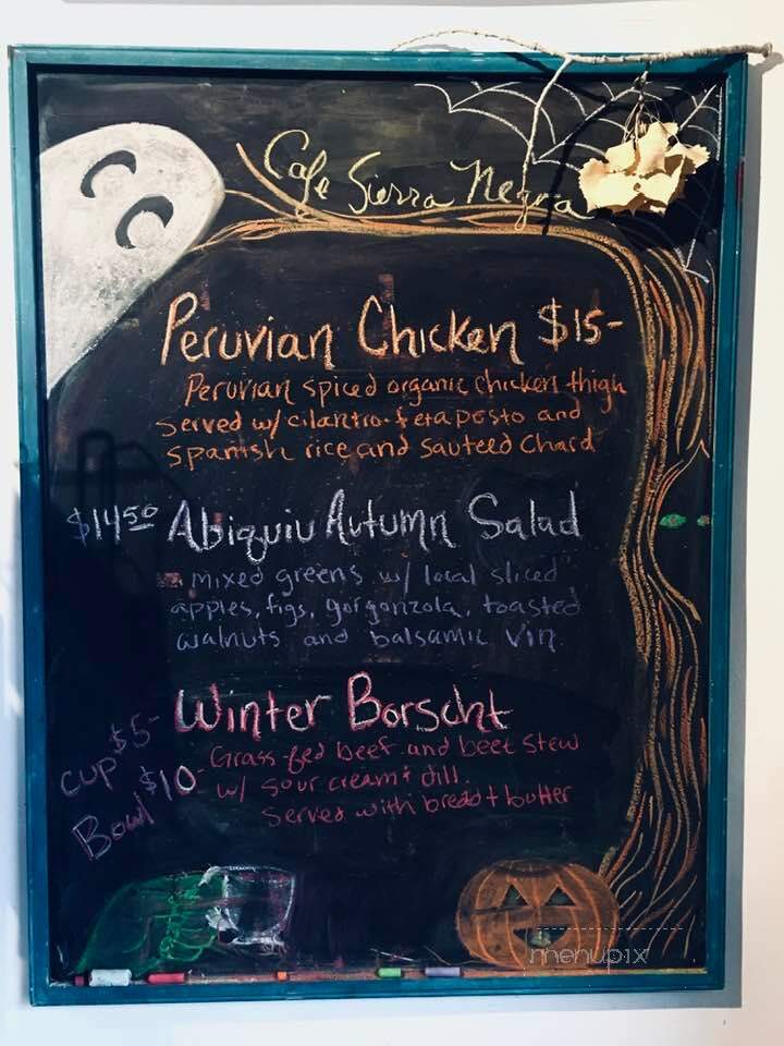 Cafe Sierra Negra - Abiquiu, NM menu_pic