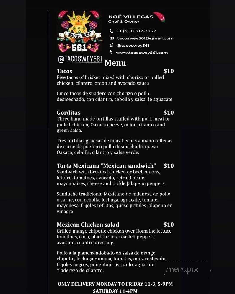 Tacos wey 561 - Boca Raton, FL menu_pic