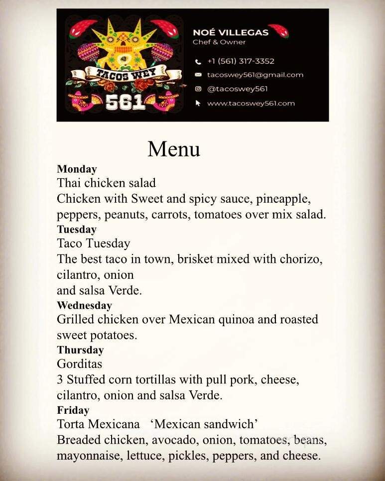 Tacos wey 561 - Boca Raton, FL menu_pic