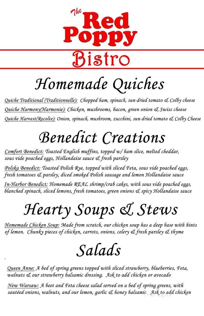 Red Poppy Bistro - Elgin, IL menu_pic