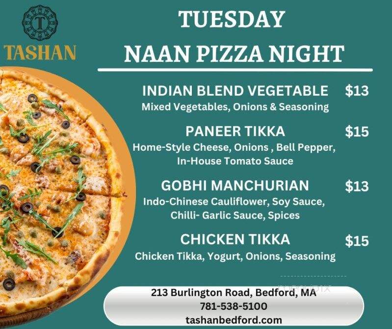 Tashan - Bedford, MA menu_pic