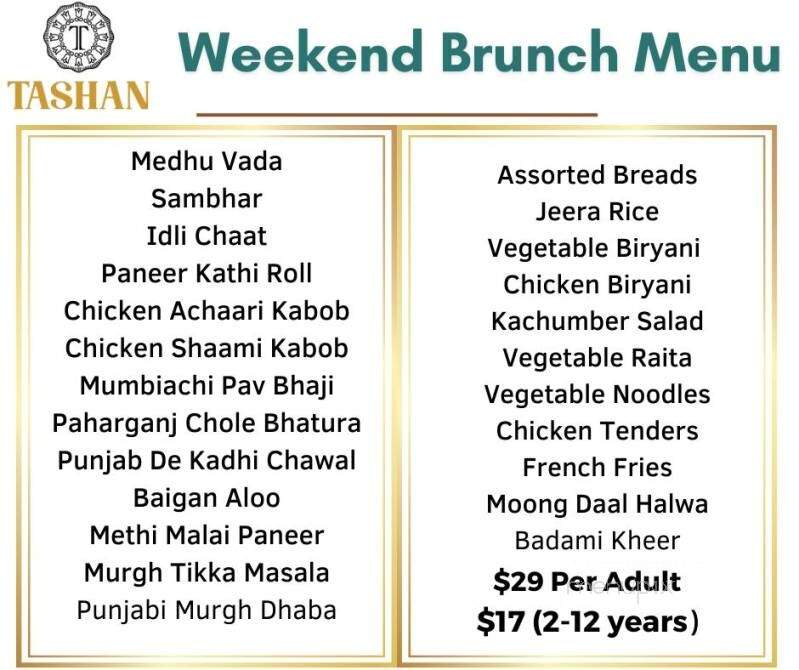 Tashan - Bedford, MA menu_pic