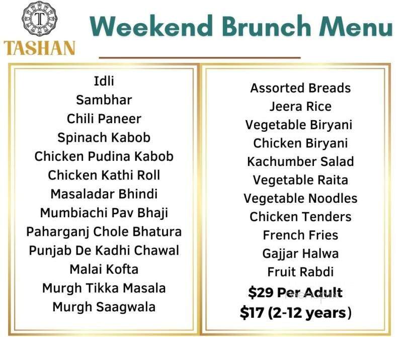 Tashan - Bedford, MA menu_pic