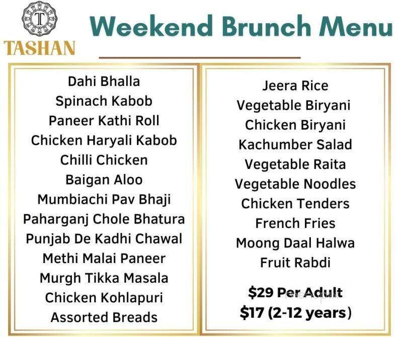 Tashan - Bedford, MA menu_pic