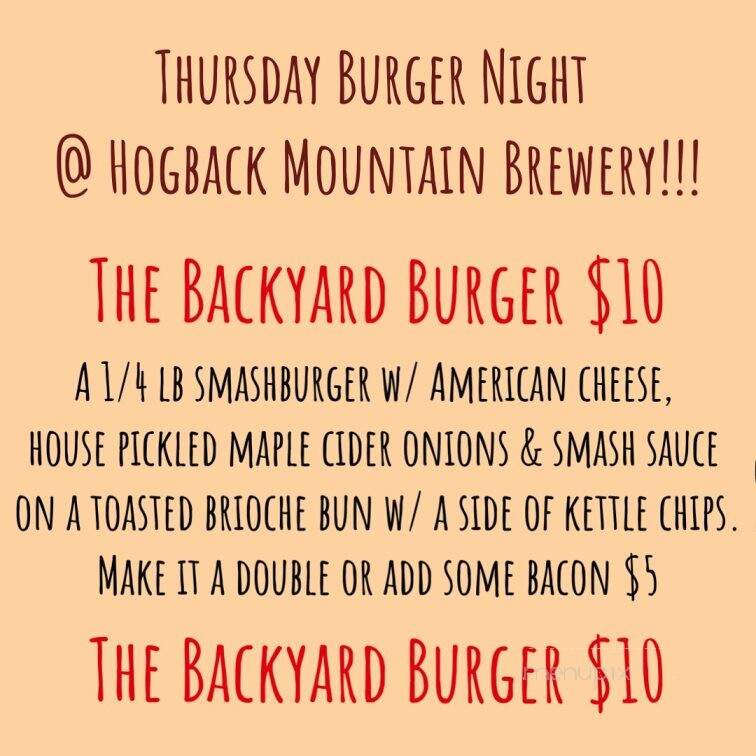 Hogback Mountain Brewing - Bristol, VT menu_pic