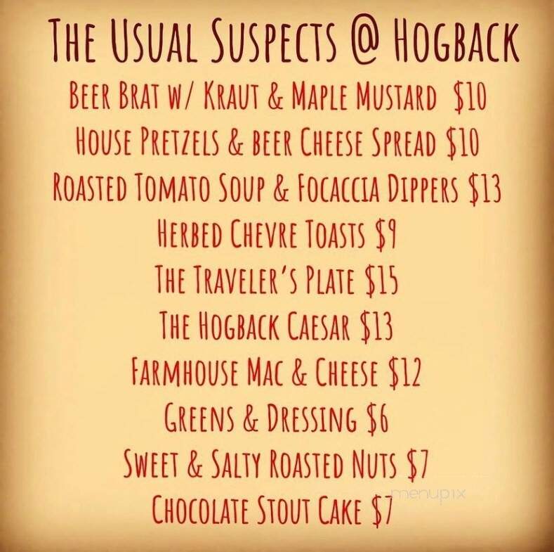 Hogback Mountain Brewing - Bristol, VT menu_pic