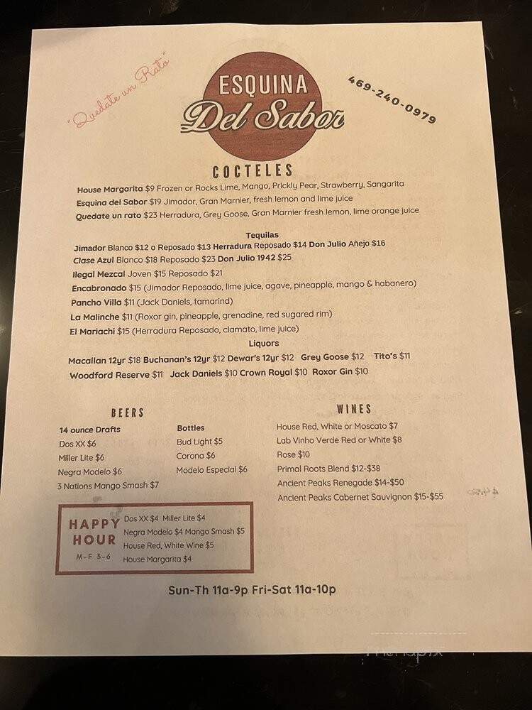 Esquina Del Sabor - Lewisville, TX menu_pic