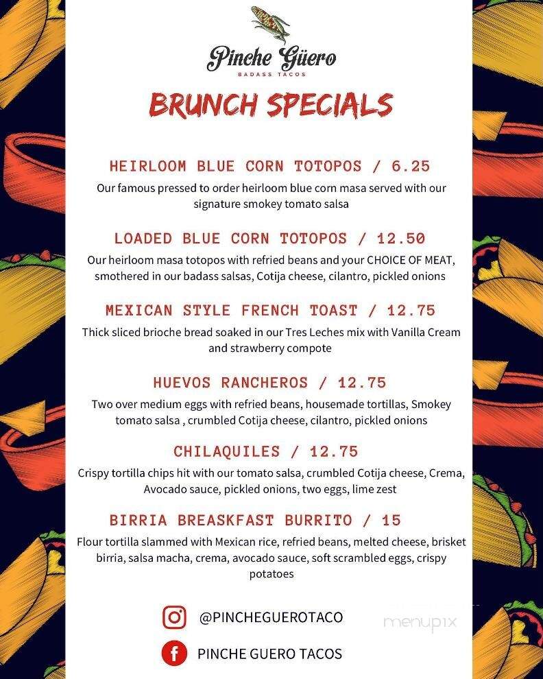 Pinche Guero Badass Tacos - Lake Havasu City, AZ menu_pic