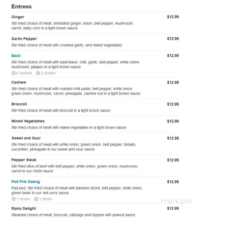 Bua Thai Kitchen - Darien, IL menu_pic