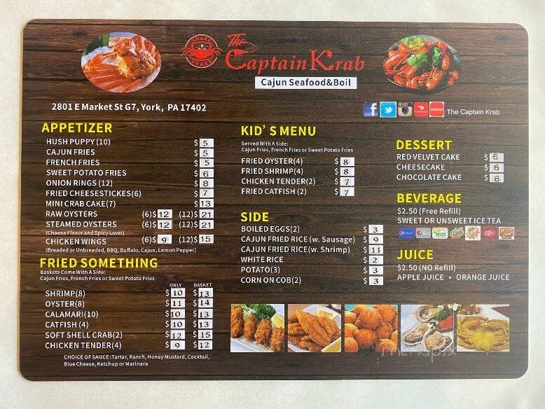 The Captain Krab - York, PA menu_pic