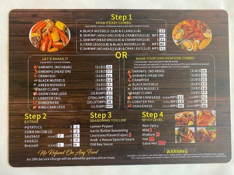 The Captain Krab - York, PA menu_pic