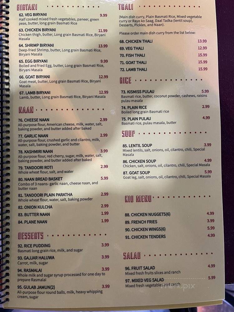 Indian & Nepali Kitchen - Pataskala, OH menu_pic