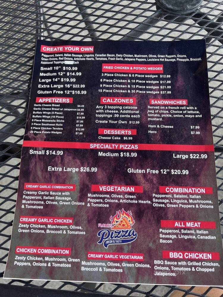Flame's Pizza - Bakersfield, CA menu_pic