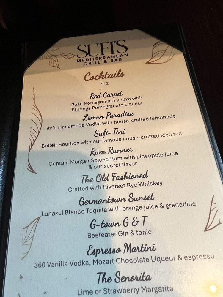 Sufi's Mediterranean Grill and Bar - Germantown, TN menu_pic